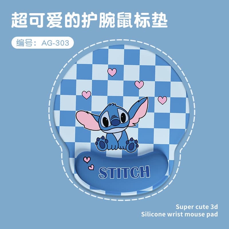 Cute Disney Stitch 3D Silicone Wristguard Mouse Pad Kawaii Stitch Anime Peripheral Keyboard Tray Office Supplies Girl Gift